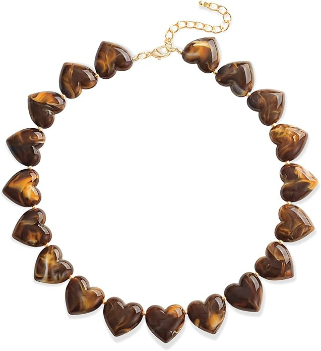 YUJIE Amber Acrylic Heart Choker Necklace for Women Vintage Punk Chunky Necklace Trendy Fashion A... | Amazon (US)