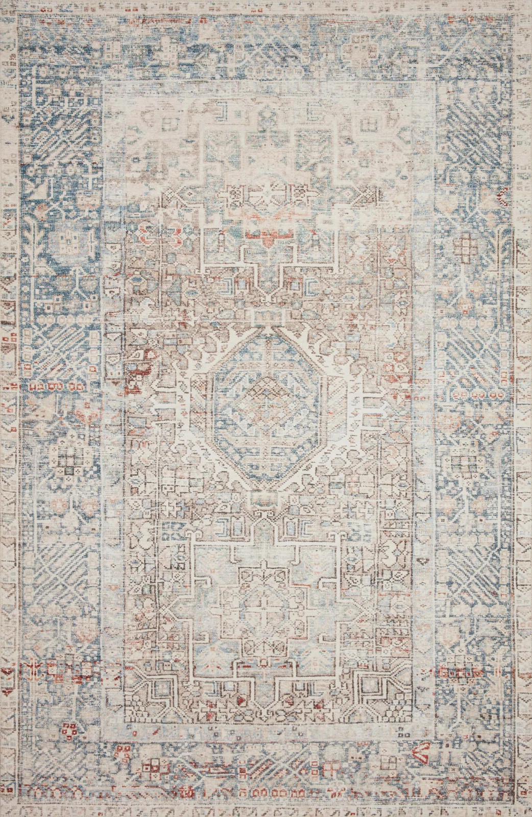 Jules Machine Woven / Power Loomed Performance Natural/Ocean Rug | Wayfair Professional