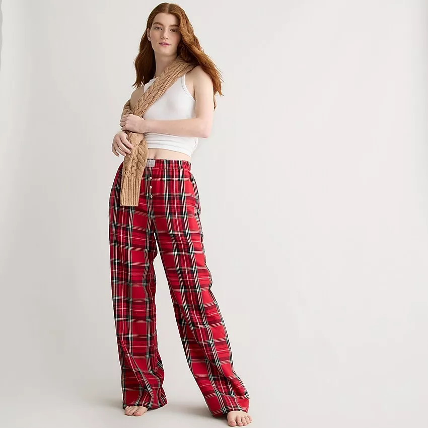 J.Crew: Flannel Pajama Short Set In Good Tidings Plaid For Women