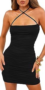 BORIFLORS Women's Basic Sleeveless Tube Top Sexy Strapless Bodycon Midi Club Dress | Amazon (US)