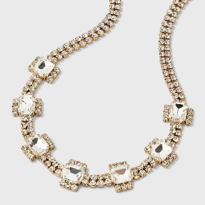 Pave Square Statement Necklace - A New Day™ Gold | Target