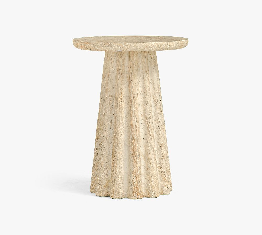 Siena Faux Travertine Round Outdoor Accent Table (14") | Pottery Barn (US)