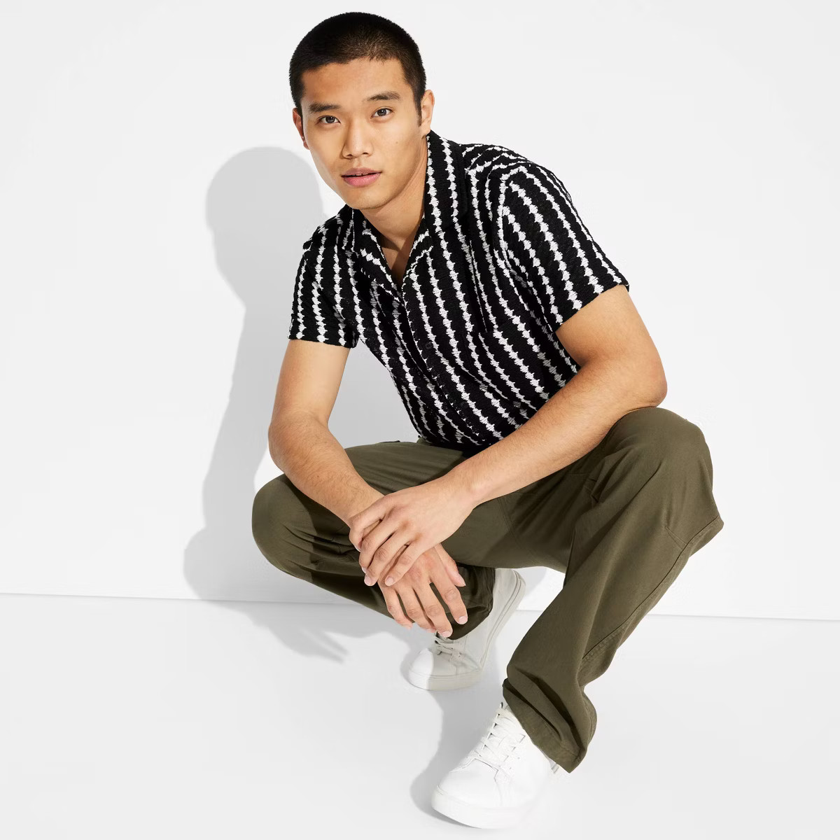 Men's Short Sleeve Knit Button-Down Shirt- Original Use™ Black | Target