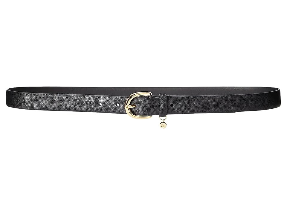 Lauren Ralph Lauren Charm Crosshatch Leather Belt (Black) Women's Belts | Zappos