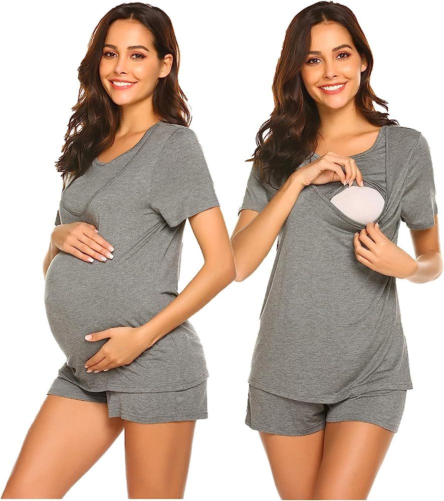 Ekouaer Labor/Delivery/Nursing Maternity Pajamas Set for Hospital Home, Basic Nursing Shirt, Adju... | Amazon (US)