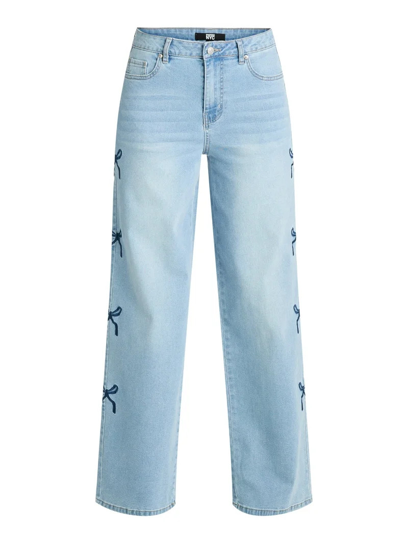 Madden NYC Women's Ultra 90s Fit Jeans with Embroidery, 32" inseam, Sizes 00-18 | Walmart (US)