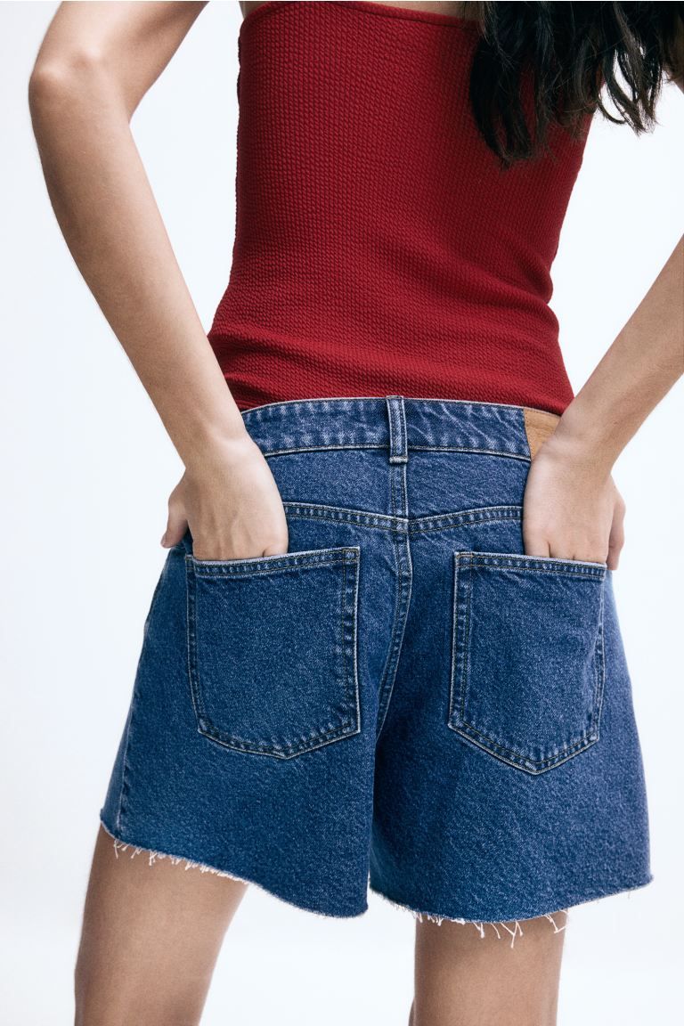 Denim Shorts - Regular waist - Short - Dark denim blue - Ladies | H&M US | H&M (US + CA)