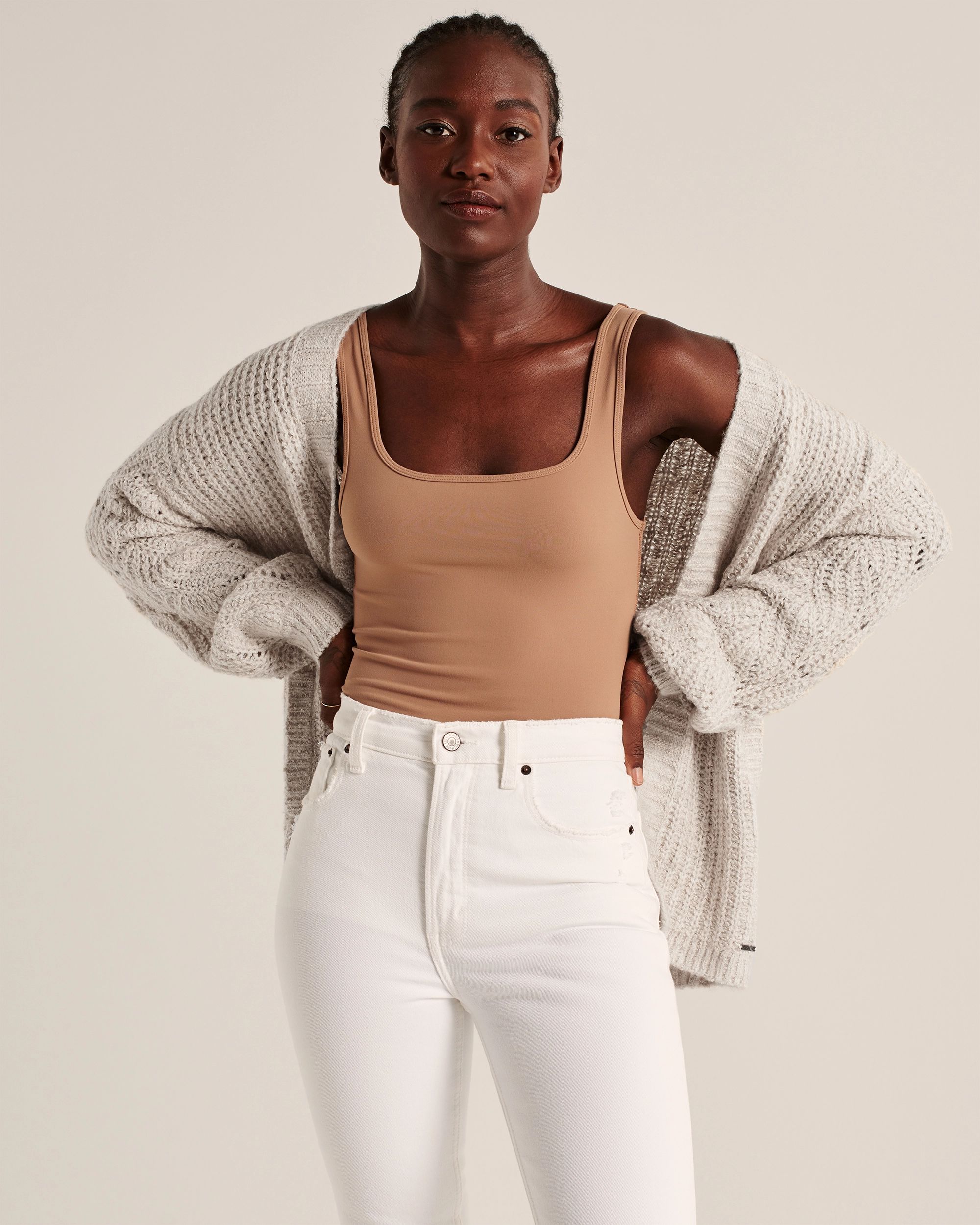 Cable Knit Puff Sleeve Cardigan | Abercrombie & Fitch (US)