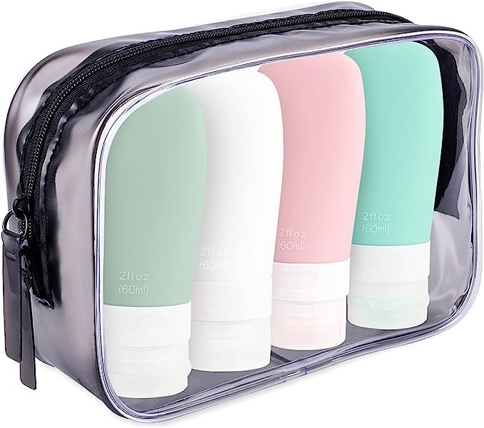 Portable Travel Bottles, INSFIT TSA Carry On Approved Toiletries Containers, 2 Ounce Leak Proof S... | Amazon (US)