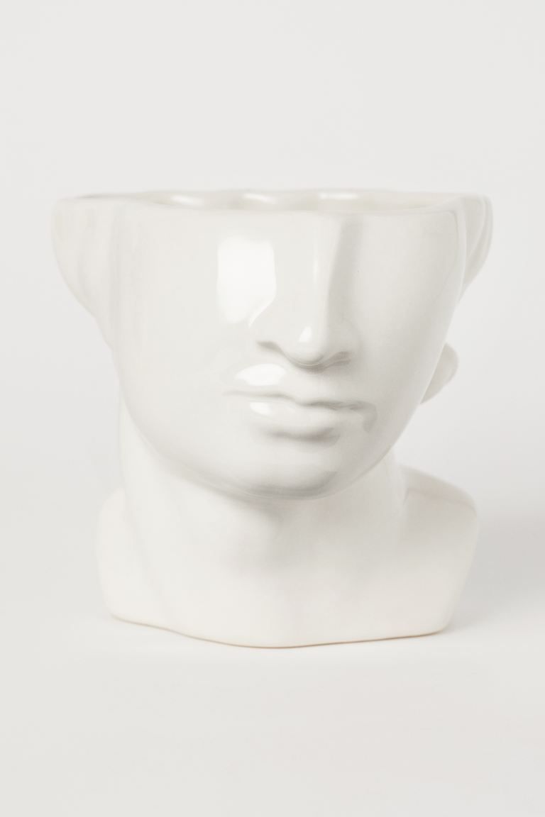 Head-shaped vase in glazed stoneware. Size approx. 6 1/4 x 6 3/4 x 6 3/4 in. | H&M (US + CA)