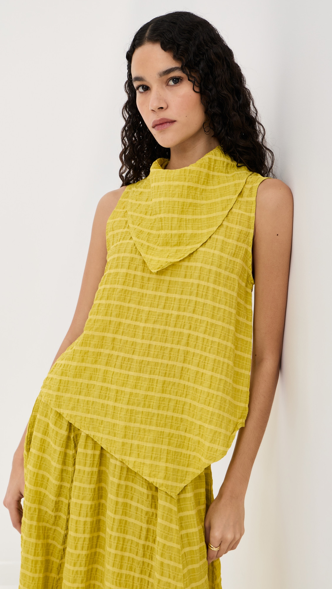 LE BOP Riley Checked Blouse Chartreuse XL | Shopbop
