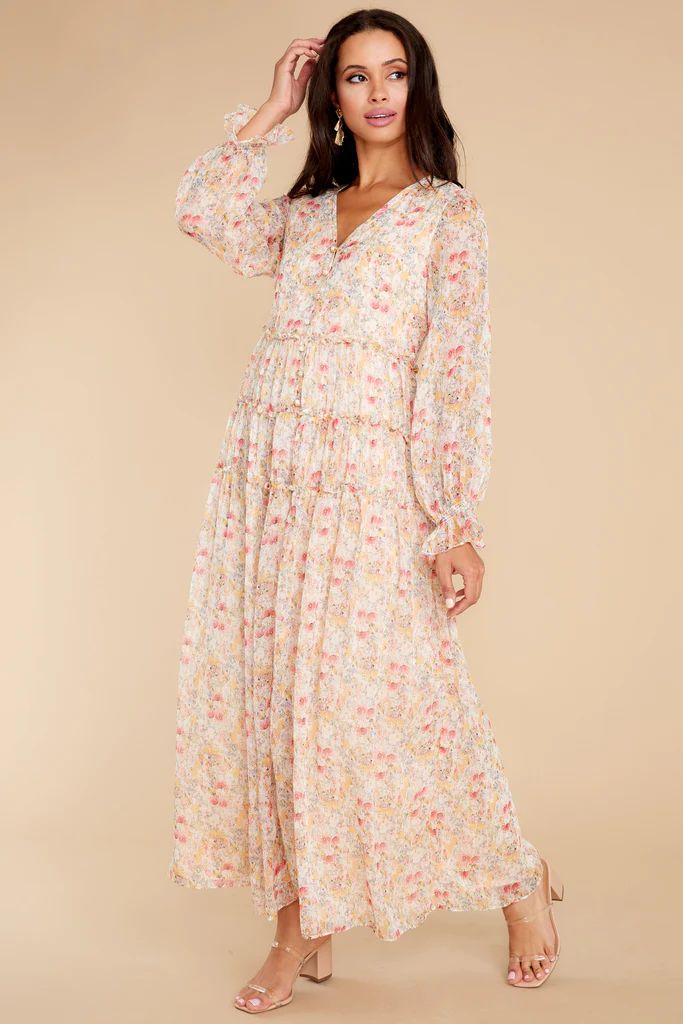 Up For Adventure Ivory Multi Floral Print Maxi Dress | Red Dress 