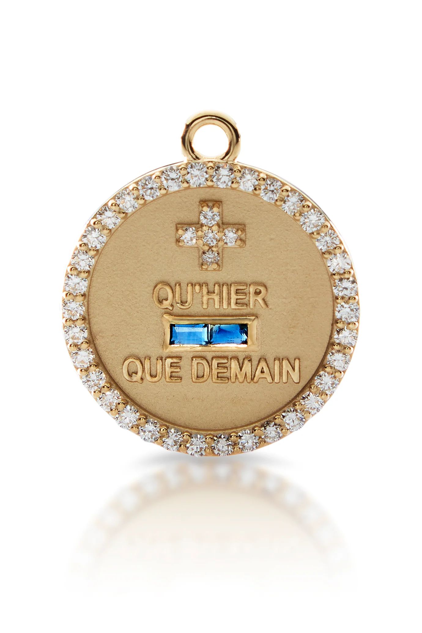 18KY Blue Sapphire and Diamond Qu'Hier Que Demain Love Token | Susan Saffron Jewelry