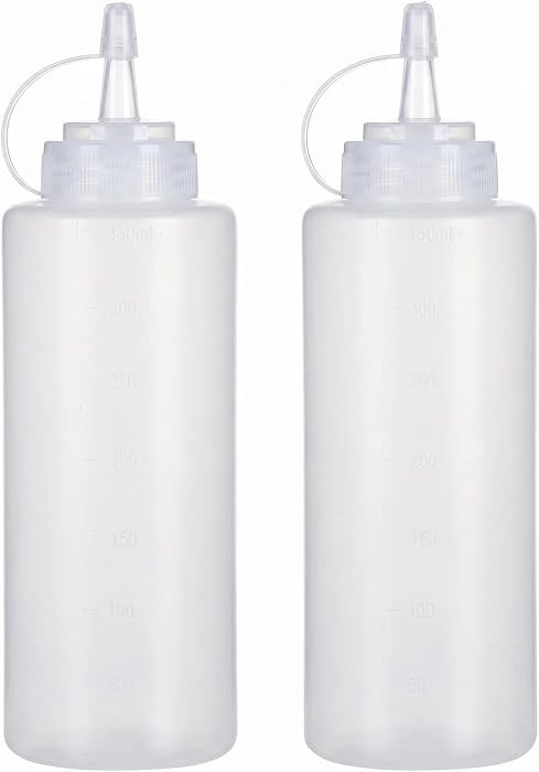 2 Pack 12oz Squeeze Bottles, Thickened Leak-Proof Condiment Bottle for Sauces Oil and Arts Crafts... | Amazon (US)