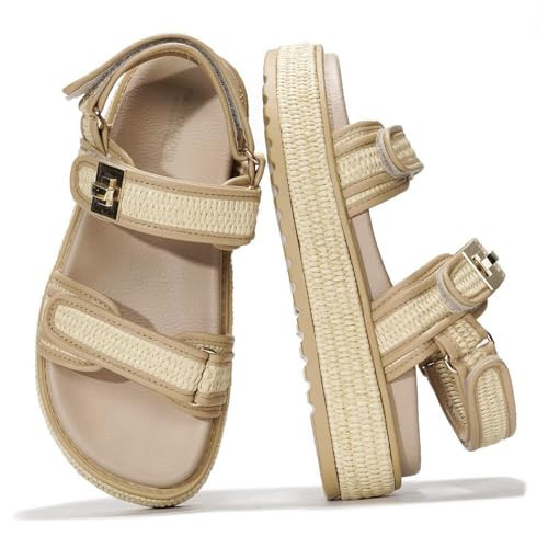 Project Cloud Wedge Sandals for Women - Memory Foam & Open Toe Platform - Non-Slip Beach Essentials Wedges Platform Sandals for Women 2025 (Ginevra, Raffia, 8) | Amazon (US)