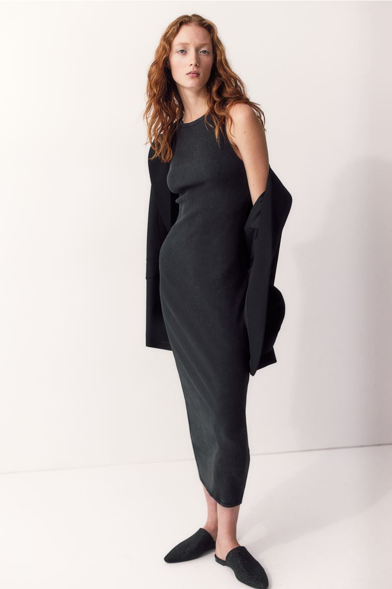 Ribbed bodycon dress - Black - Ladies | H&M GB | H&M (UK, MY, IN, SG, PH, TW, HK)
