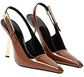 THESHY Women's Slingback Stiletto High Heels Square Toe Metal Buckle Pumps Backless Patent Leathe... | Amazon (US)