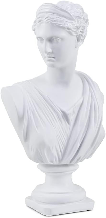 YUEOECOR 11.8 Inch Classic Greek White Athena Woman Bust Statue, Large Resin Roman Goddess Anna S... | Amazon (US)