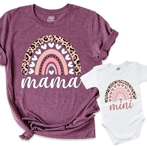 Matching T-shirts for Mother Baby, Mama Mini Set Shirts, Cute Rainbow Mommy and Me Outfits, Mothe... | Amazon (US)
