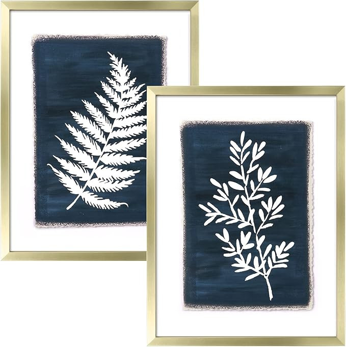 ArtbyHannah 2 Pack 12x16 Framed Botanical Wall Art Decor with Gold Frame and Decorative Tropical ... | Amazon (US)