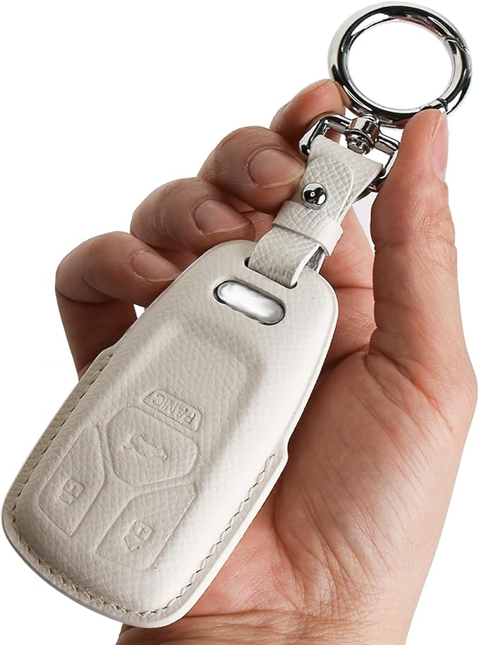 for Audi Key Fob Cover Genuine Leather Keychain，Key Shell Compatible with Audi A4 Q7 Q5 TT A3 A... | Amazon (US)