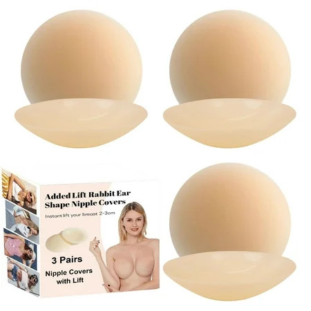 3 Pairs Large Nipple Covers No Show Silicone Coverups Reusable Pasty Nipple Pasties for Women Sticky Breast Petals | Walmart (US)
