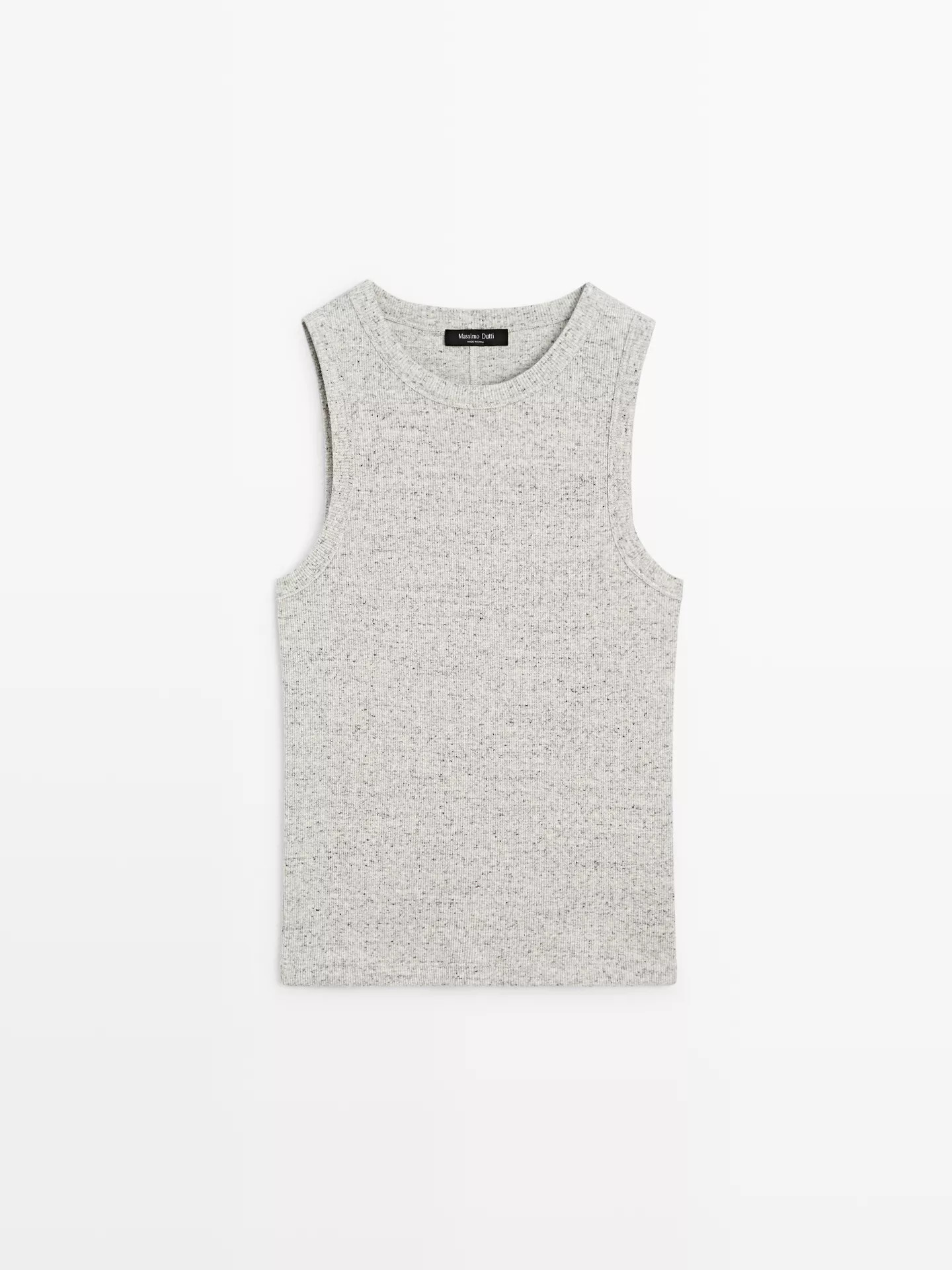 Sleeveless cotton blend T-shirt | Massimo Dutti UK