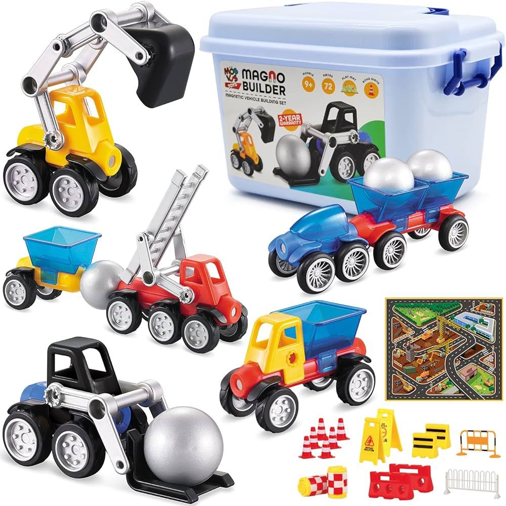 Amazon.com: Cars Magnetic Building Blocks, New Shapes for Creating Endless Construction Trucks To... | Amazon (US)