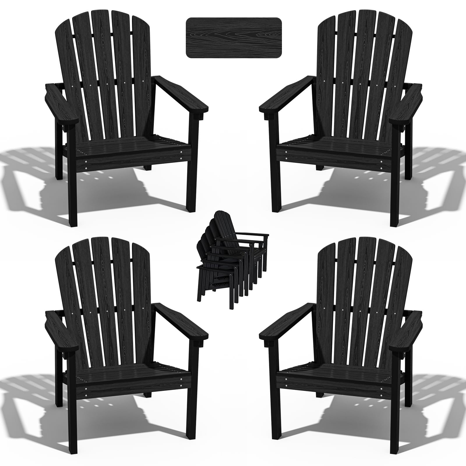 nevilywood Stackable Adirondack Chair Set of 4, HDPE Outdoor Patio Chair - Durable and Space Savi... | Amazon (US)