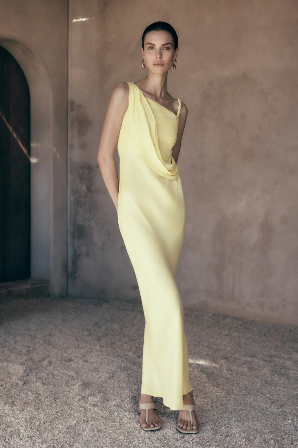 Lorieanne Draped Maxi Dress - Lemon | MESHKI US