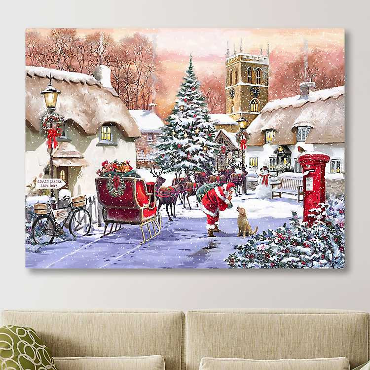 Village and Santa Canvas Art Print | Kirkland's Home
