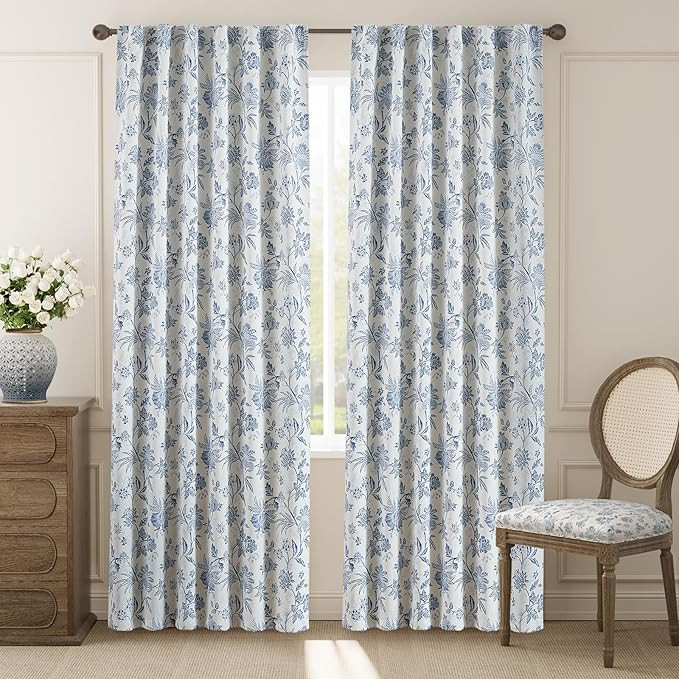 jinchan Blackout Floral Curtains for Bedroom, 84 Inches Long Printed Flower Black Out Curtains, F... | Amazon (US)