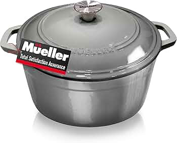 Mueller 6 Quart Enameled Cast Iron Dutch Oven, Heavy-Duty Casserole and Braiser Pan with Lid and ... | Amazon (US)