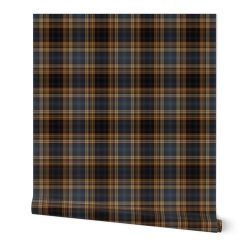 Dark Blue and Brown Fine Line Plaid - Wallpaper | Spoonflower | Spoonflower