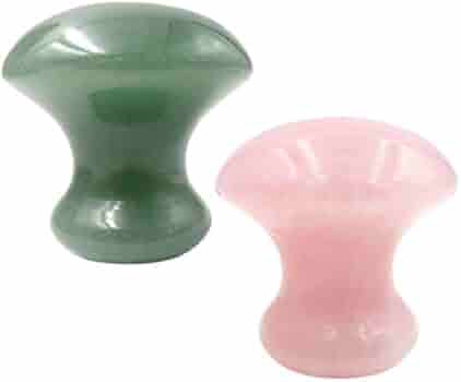 Domika Gua Sha Massage Tool,2pcs Mushroom Shape Rose Quartz / Green Aventurine Jade Stone Crystal... | Amazon (US)