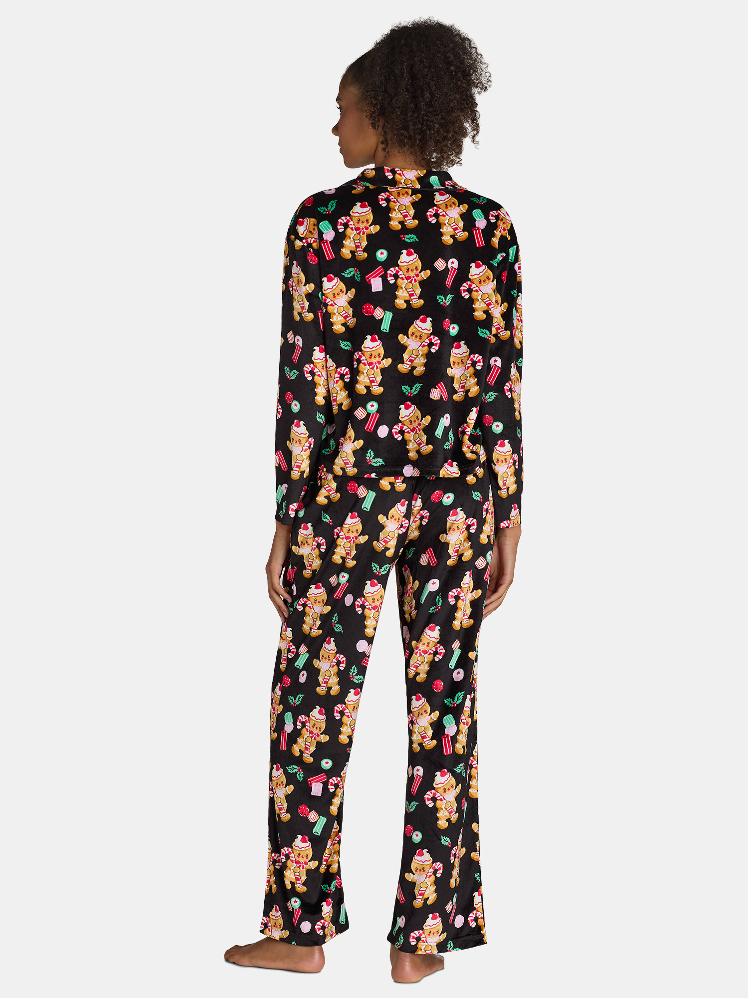 Holiday Time Women’s and Women’s Plus Velour Notch Collar Pajama Top and Pants Set, 2-Piece, ... | Walmart (US)