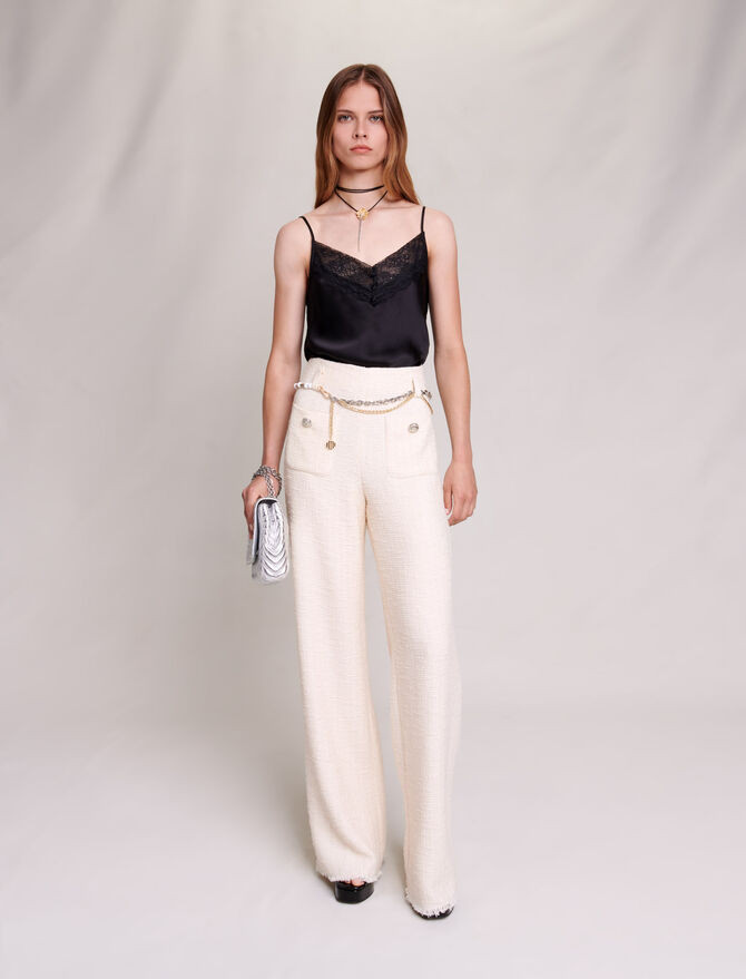 Wide-leg tweed trousers | Maje EU