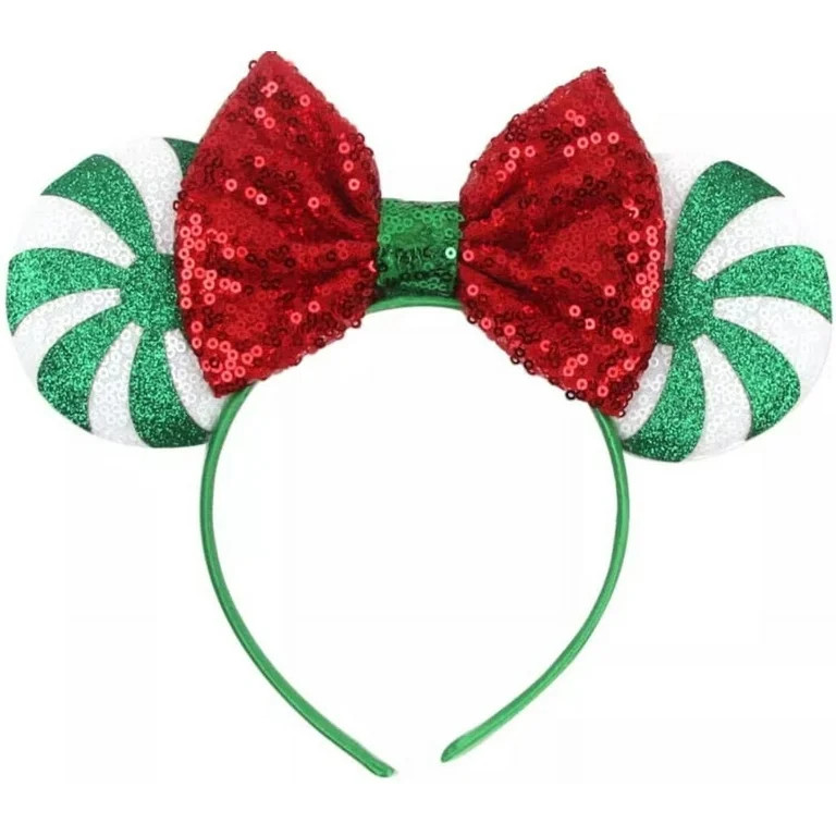 Gifts by RD Christmas Minnie Ears Costume Accessories with Red Peppermint Candy Design (2 Pieces) | Walmart (US)