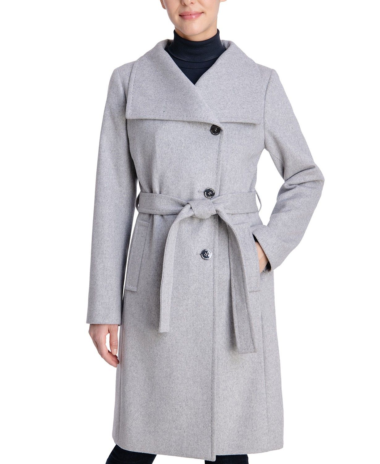 Michael Kors Asymmetric Belted Wrap Coat & Reviews - Coats & Jackets - Women - Macy's | Macys (US)