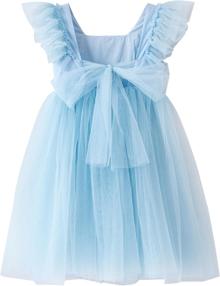 Tutu.kk Toddler Girls Vintage Party Dress Ruffled Sleeve A-Line Tulle Flower Girl Dresses for Wed... | Amazon (US)