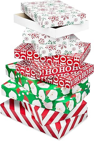 American Greetings Red and White Striped Gift Boxes for Christmas and All Holidays (10 Boxes, 6 S... | Amazon (US)