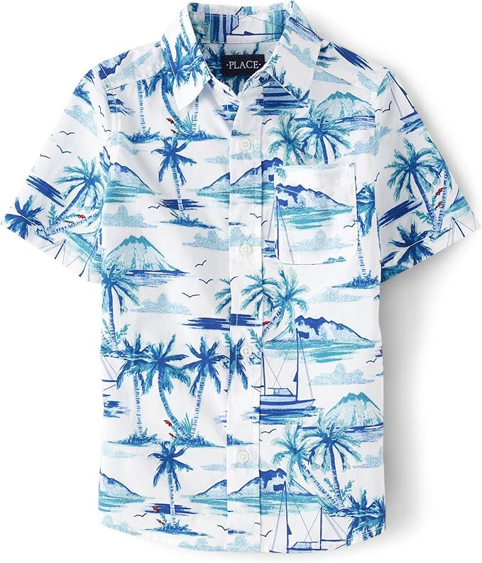 The Children's Place boys Short Sleeve Button Up Shirt | Amazon (US)
