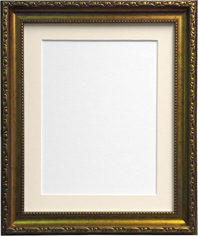 AP3025GOLDFRAMEWITHIVORYMOUNT1411108 Shabby Chic Picture Photo Frame, 14 x 11 Image Size 10 x 8 I... | Amazon (US)