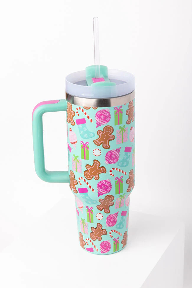 Sippin' Pretty In Christmas Cheer 40oz Drink Tumbler With Lid And Straw | Pink Lily