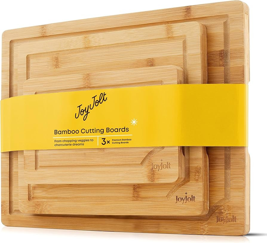 JoyJolt Bamboo Cutting Board Set, Wooden Cutting Boards for Kitchen. Large and Small Wooden Cutti... | Amazon (US)