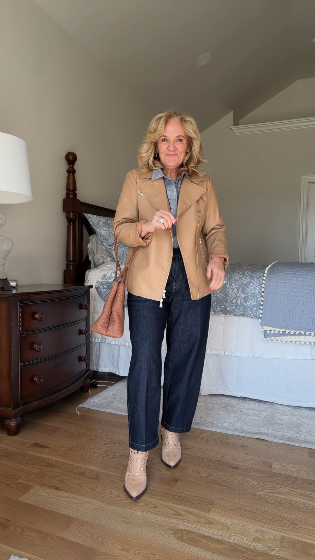 Chicos sale the jeans and chambray top are on major sale! 
Wearing size 1.0 which is like an 8. And that’s a roomie fit. 
Love this for wear now and wear later. My boots are last year but found similar 
Linking a few other jeans I have and love too  

#LTKSaleAlert #LTKOver40 #LTKootd