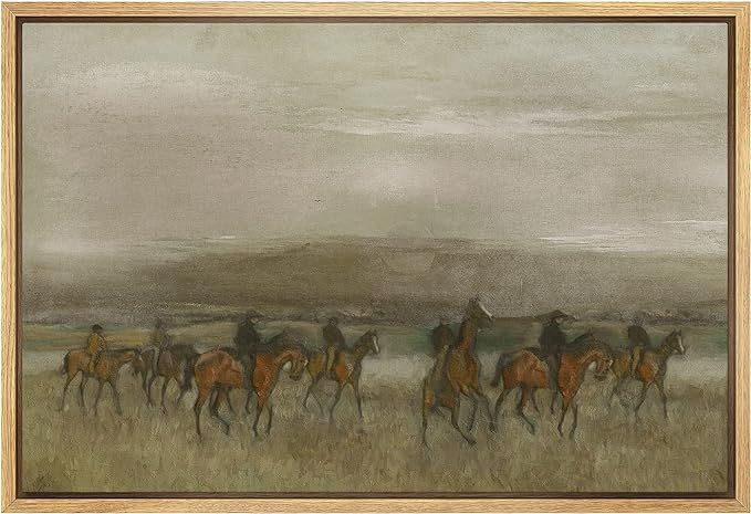 MUDECOR Framed Canvas Print Wall Art Horse Riders in Dark Watercolor Landscape Nature Wilderness ... | Amazon (US)