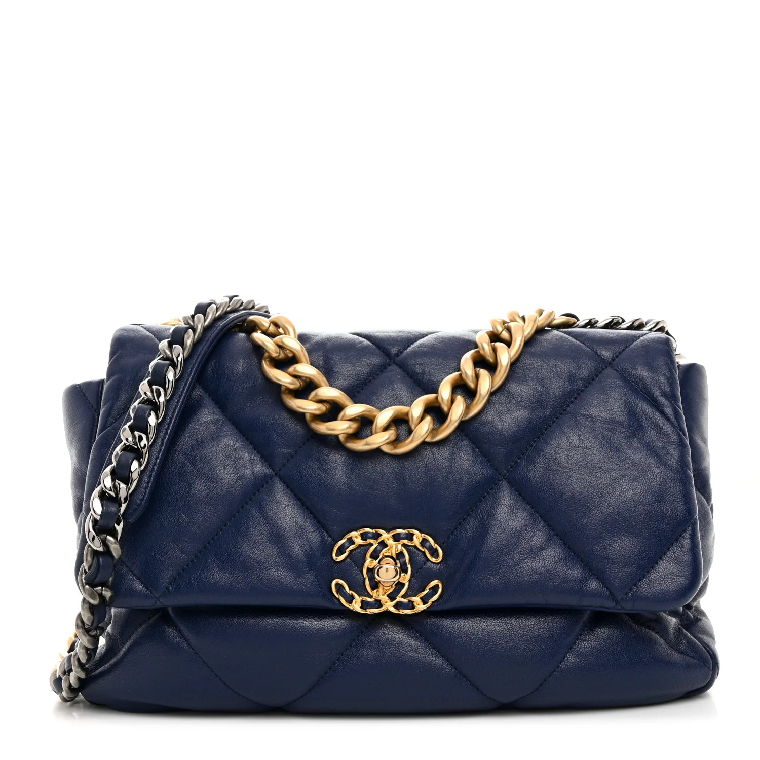 Goatskin Quilted Large Chanel 19 Flap Navy Blue | FASHIONPHILE (US)