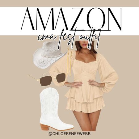 Here is a cute country concert outfit that would be perfect for CMA Fest! Throw on these cute white cowgirls boots, neutral dress, your favorite earrings, a cute hat and fun sunglasses! 

Amazon fashion, Nashville outfit, concert outfit, cma fest look, broadway oitfit 

#LTKStyleTip #LTKSeasonal