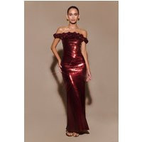 Carrie Sequin Rose Maxi Dress - Mahogany I MESHKI I Size 3XL | MESHKI US